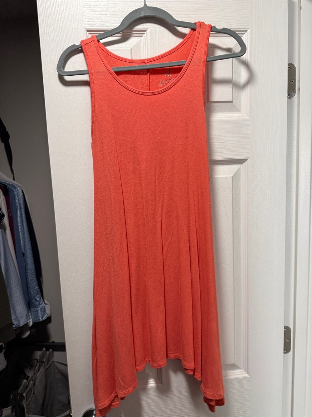 Decree Coral Orange Swing Midi Dress